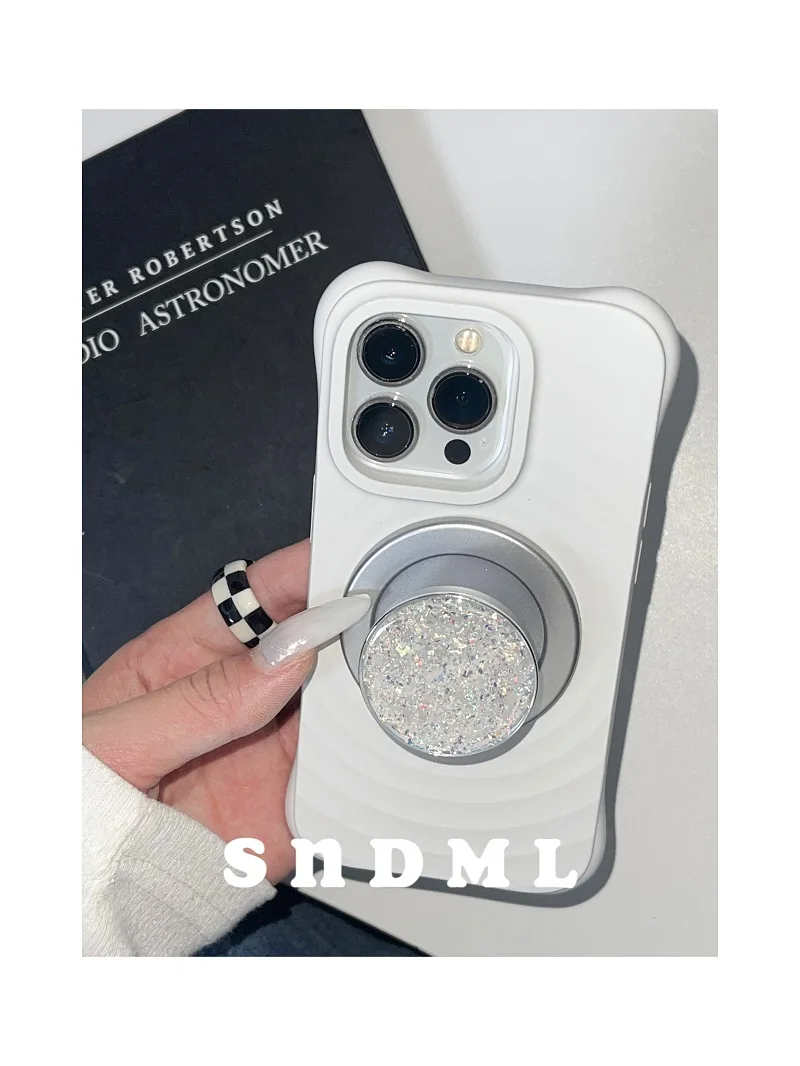 Glitter Bow Flower Magnetic Stand Colorful Laser Popular Phone Grip Folding Holder For iPhone 13 Samsung Crystal Stretch Bracket