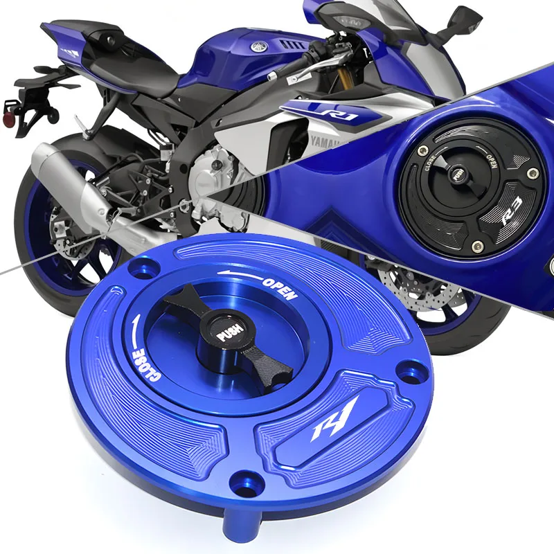 For Yamaha YZF R1M R1 R3 R15V3 R15M R15 V4 Keyless Motorcycle Fuel Gas Tank cap Cover Aluminum Accessories