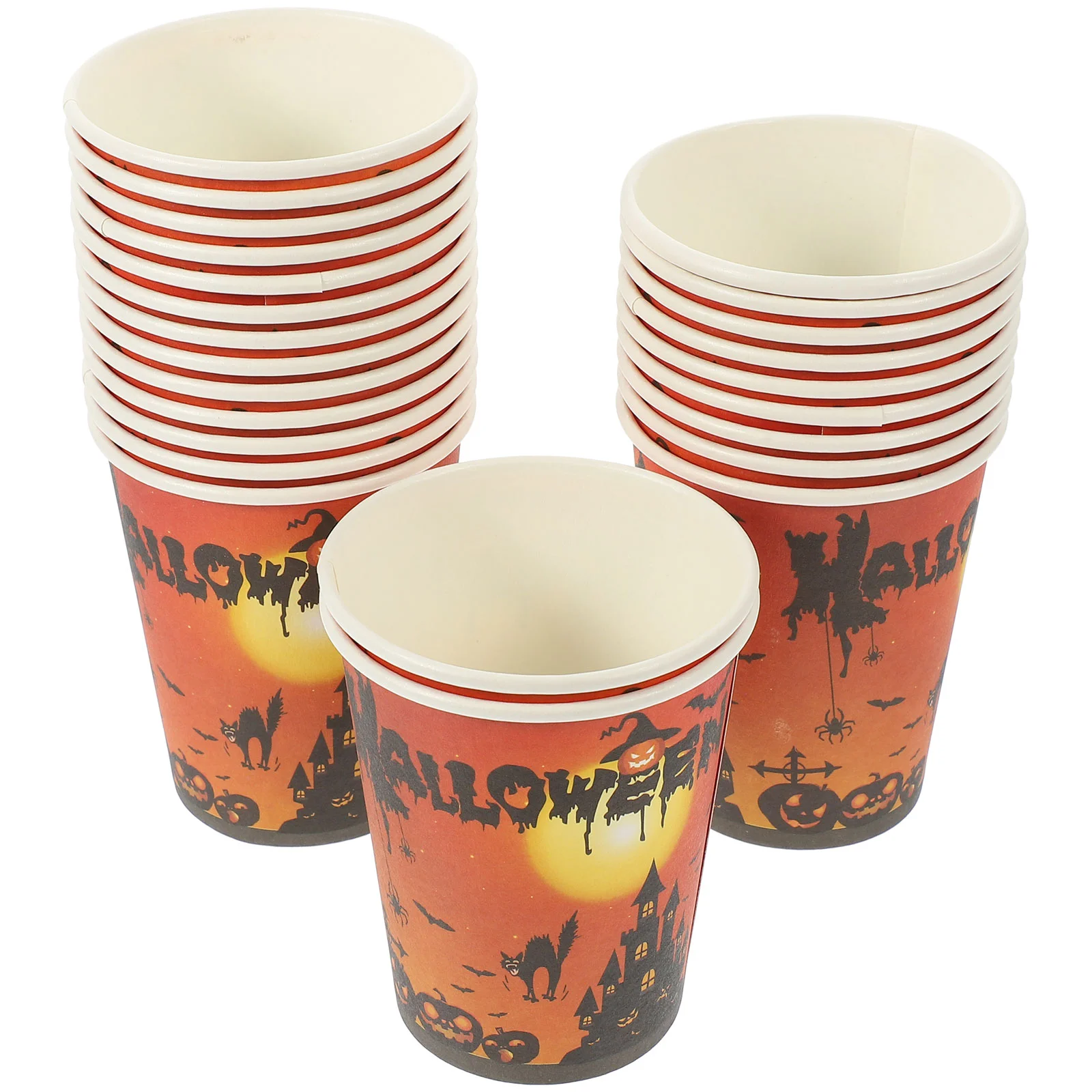 24 Pcs Halloween Party Paper Cups (24 Cups) Accessories Supplies Tableware Kit One-time