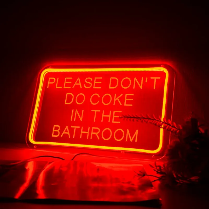 Please Don't Do Coke In The Bathroom Red LED USB Home Bedroom Game Room Birthday Party Christmas Gifts 5V 15.75" X 9.84" Indoors