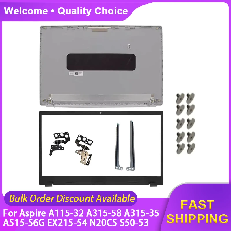 New For Acer Aspire A115-32 A315-58 A315-35 A515-56G EX215-54 N20C5 S50-53 LCD Back Cover Rear Lid Bezel Hinges Top Case