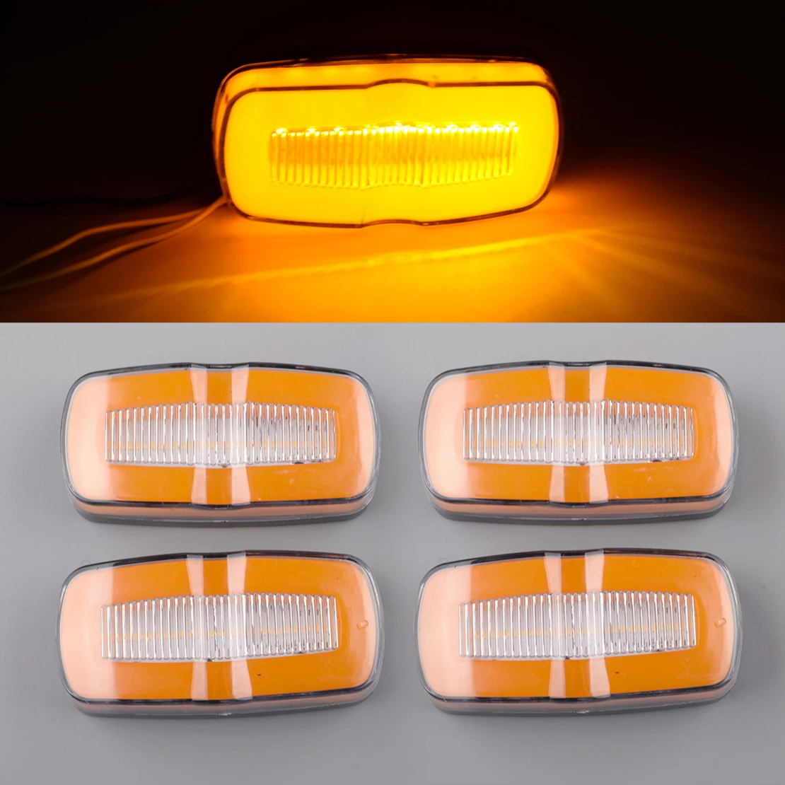 

4pcs Truck Trailer 4" LED Amber Side Marker Flowing Clearance Light Turn Signal Lamp fit for Car Buses Lorries Semi Van RV IP67