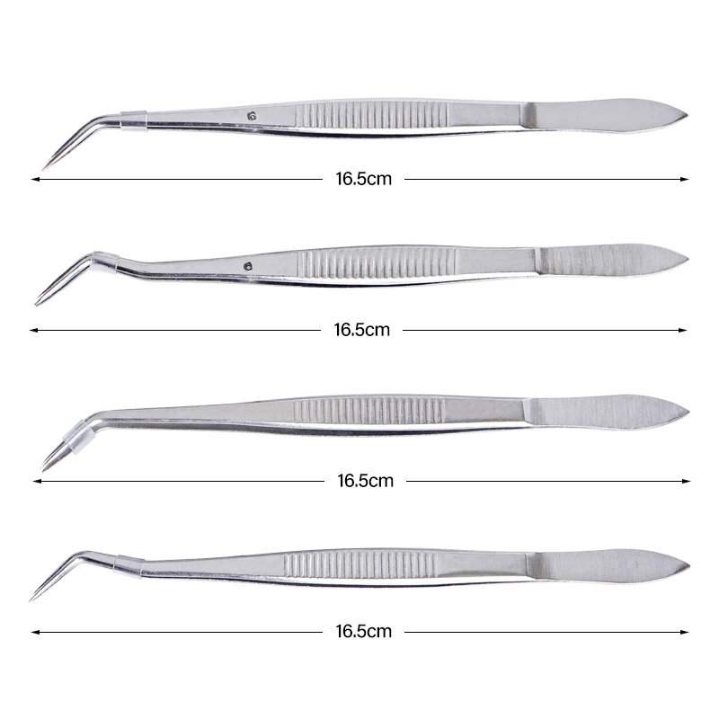1 قطعة ملقط الأنسجة الجراحية من الفولاذ المقاوم للصدأ ملقط منحني مسنن أدوات مختبر الأسنان أدوات فحص الأسنان #4