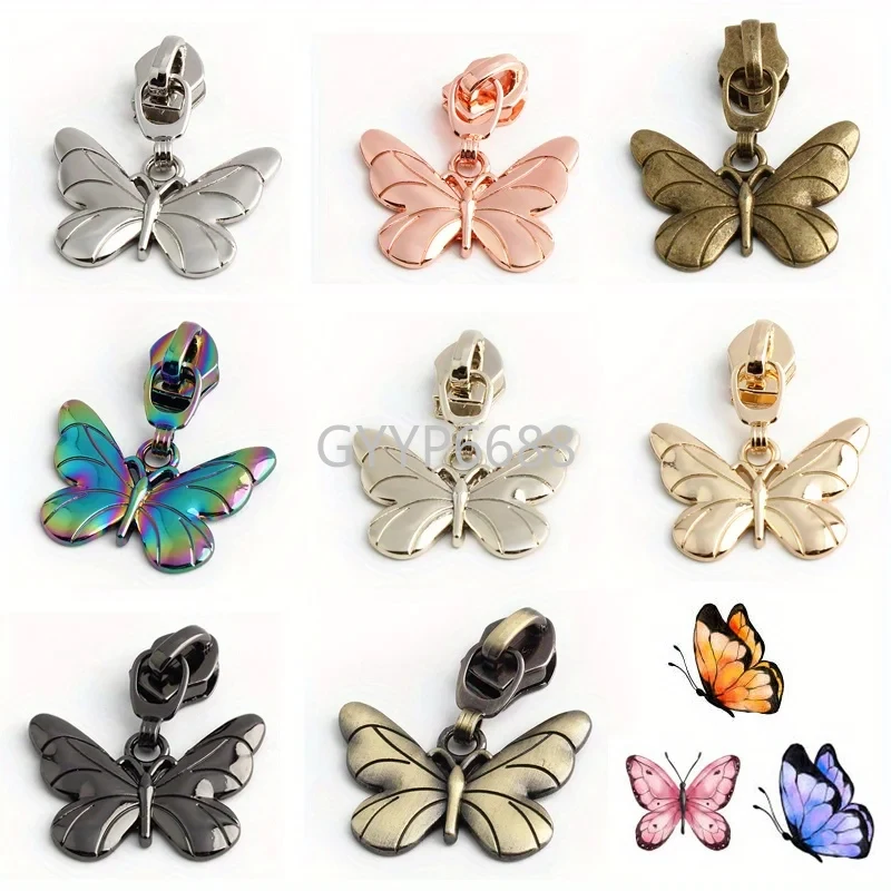 10/50/100PCS Single Double-sided Butterfly/Bee Shape 5# Nylon Zipper Head For Handbag Bags Pull Tab Zipper Buckles Accessories