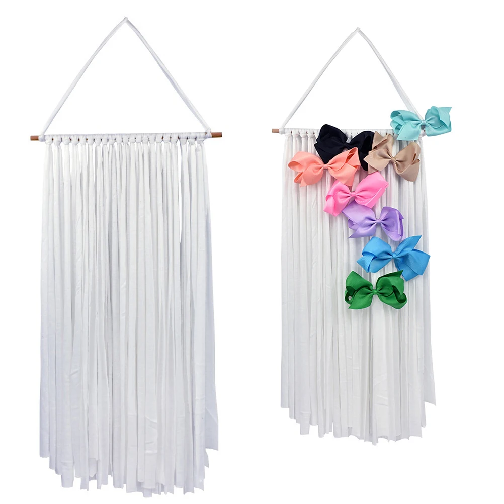 

White Clips Holder Fringe Hairpins Storage Belt Barrette Organizer Hair Bows Hanger For Room Decoration Wall Hanging