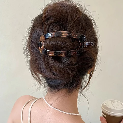 Imagen 2 del producto Pinzas para el cabello ovaladas Vintage para mujer y niña, soporte fuerte, moño de plástico, soporte para cola de caballo, pasador de pelo geométrico, tocado diario