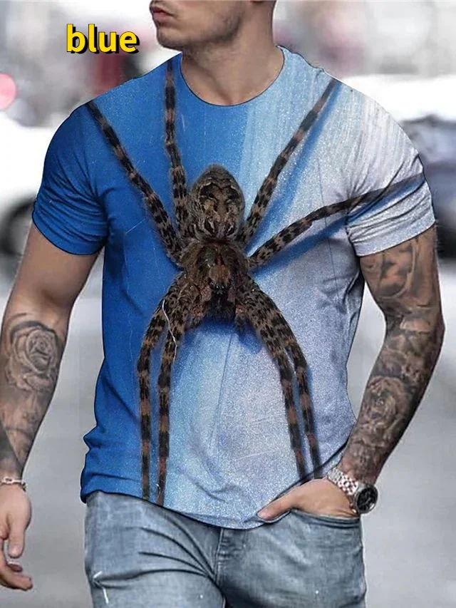 Novelty Horror Animal Spider 3D Printing T-shirt Fashion Casual Short Sleeve Funny Tee Tops