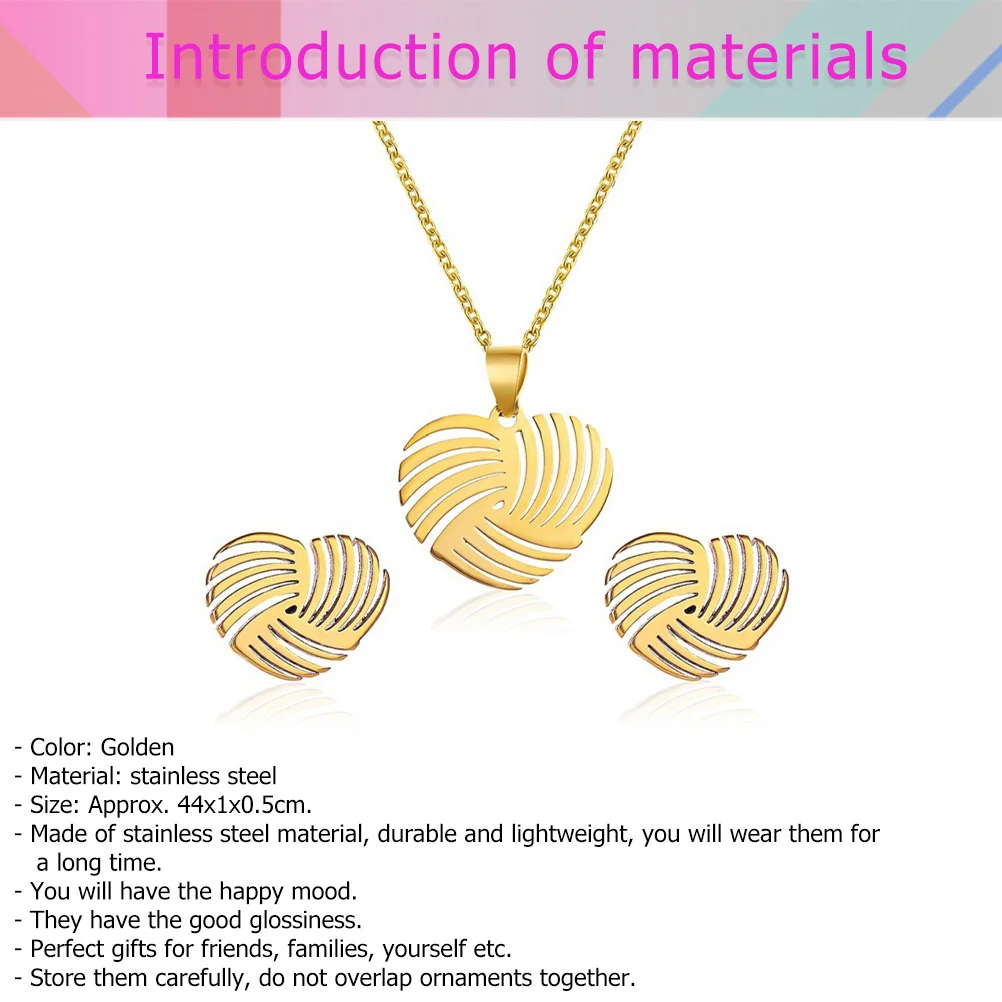 الصلب قلادة الأذن ترصيع مجموعة الحب القرط الذهبي الجوف القلب الحب مجوهرات للنساء أقراط أنيقة هدية