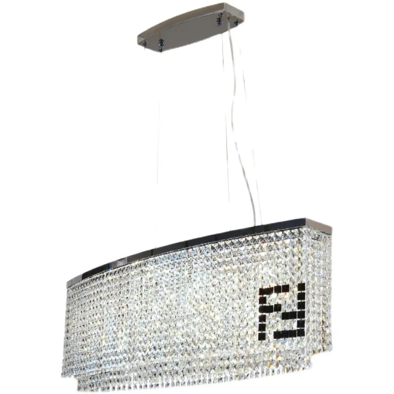 

Modern Crystal Chandelier Dining Lamp Luxury Rectangular K9 Hanging Dining Designer Lights Luxury led Personality Pendant Lamp