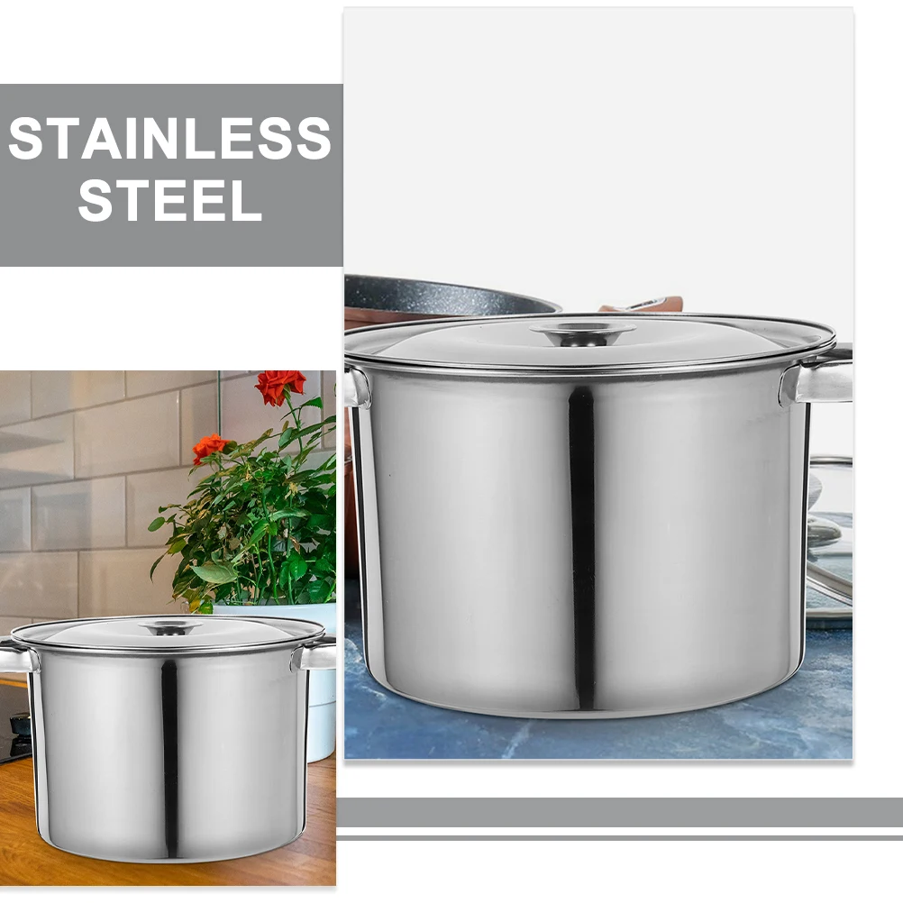 

Deep Stainless Steel Stewing Pot with Cover Thick Cooking Pot Milk Pots Saucepan Water Pitcher Steamer Soup Bucket