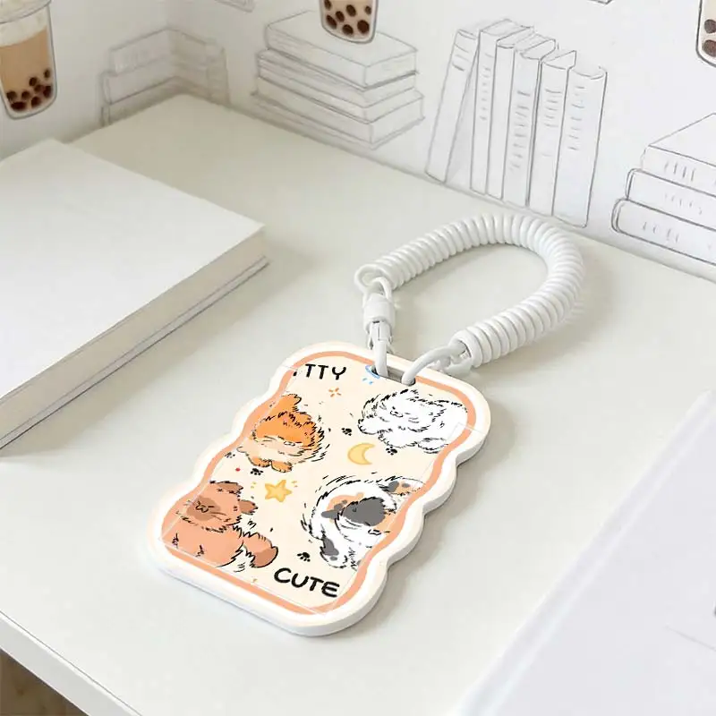 Card Holder for Photo Protector Kpop Photocard Holder Student Bus/Meal Card Protection Case Stretchable Spring Cord