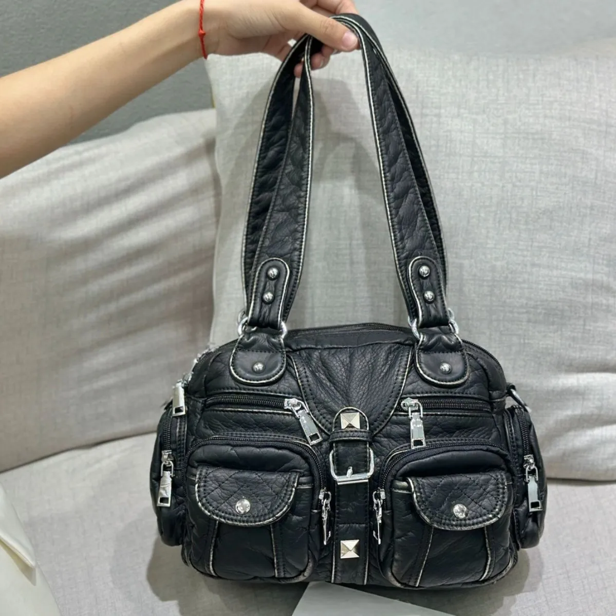 

Women Small Handbags Satchel Top-handle Handbag PU Shoulder Bag Dumpling Pack Multi-pockets Shoulder Bags