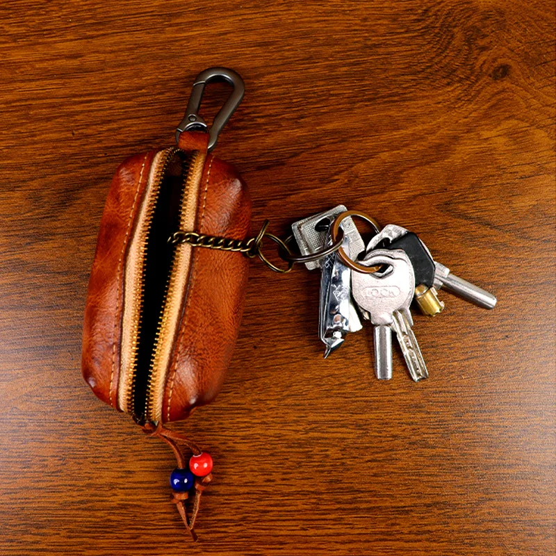 Handmade Leather Car Key Wallet Housekeeper Buckle Vintage Small Key Bag Keysmart Bag Car Key Holder