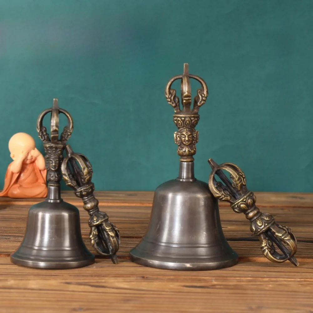 

Непал ручной работы ваджра пестик бронза исцеление пять/девять нитей ваджра и колокольчик медный колокольчик ударные музыкальные инструменты