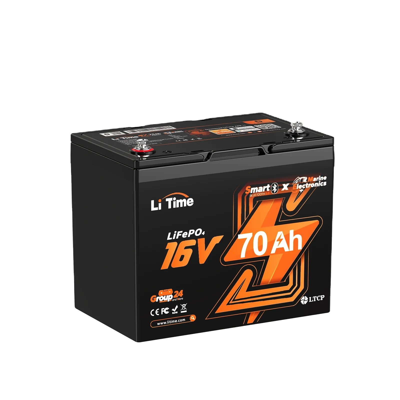 LiTime 16 فولت 70 أمبير بلوتوث LiFePO4 بطارية ليثيوم حزمة دورة عميقة لصياد السمك إلكترونيات الصيد الولايات المتحدة الاتحاد الأوروبي الاتحاد الأفريقي JP CA الأسهم #1