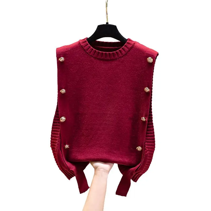 Knitted Vest Loose Top 2024 Spring and Autumn New Women\'s Shirt Korean Version Wool Age Reducing Casual Vest