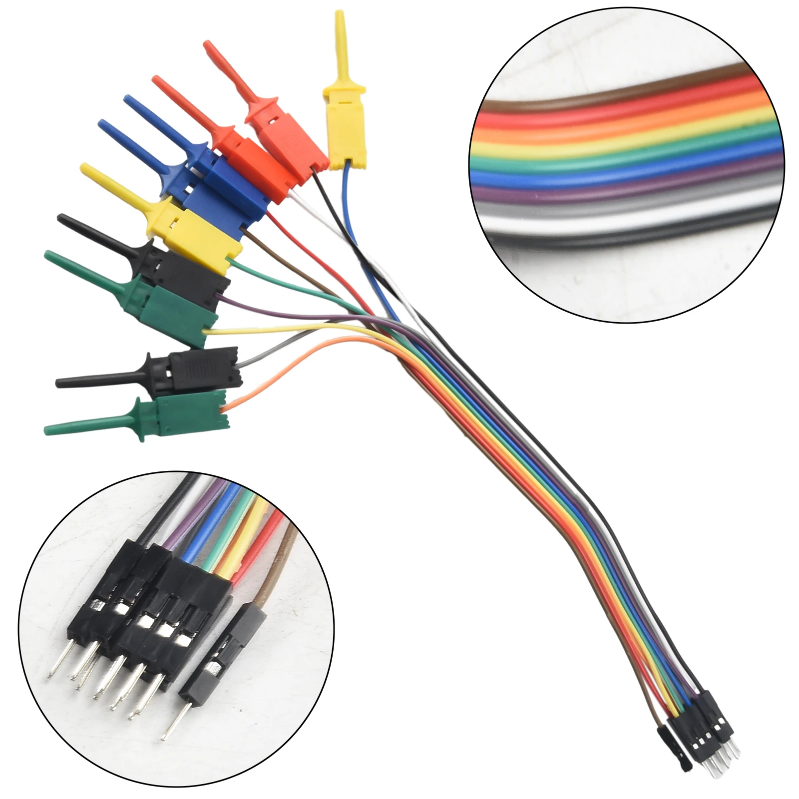 25cm Logic Analyzer Cable Gripper Probe Test Leads 10-pin Retractable Clips Hook Clamp Kit For Chips Pins Connecting Testing