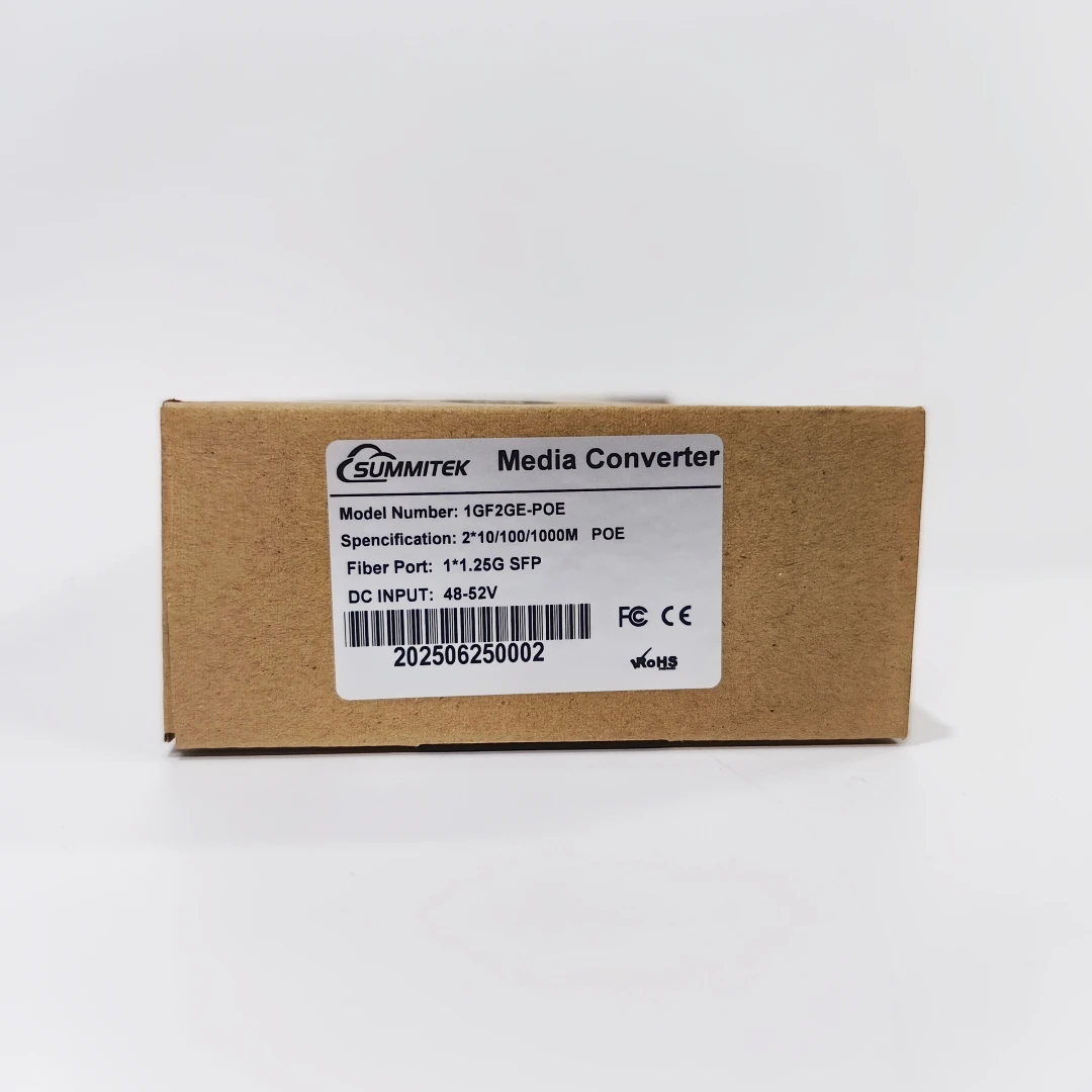 SUMMITEK Gigabit Fiber 1SFP to 2RJ45 Switch with POE Output Fiber Optic Media Converter without SFP Module