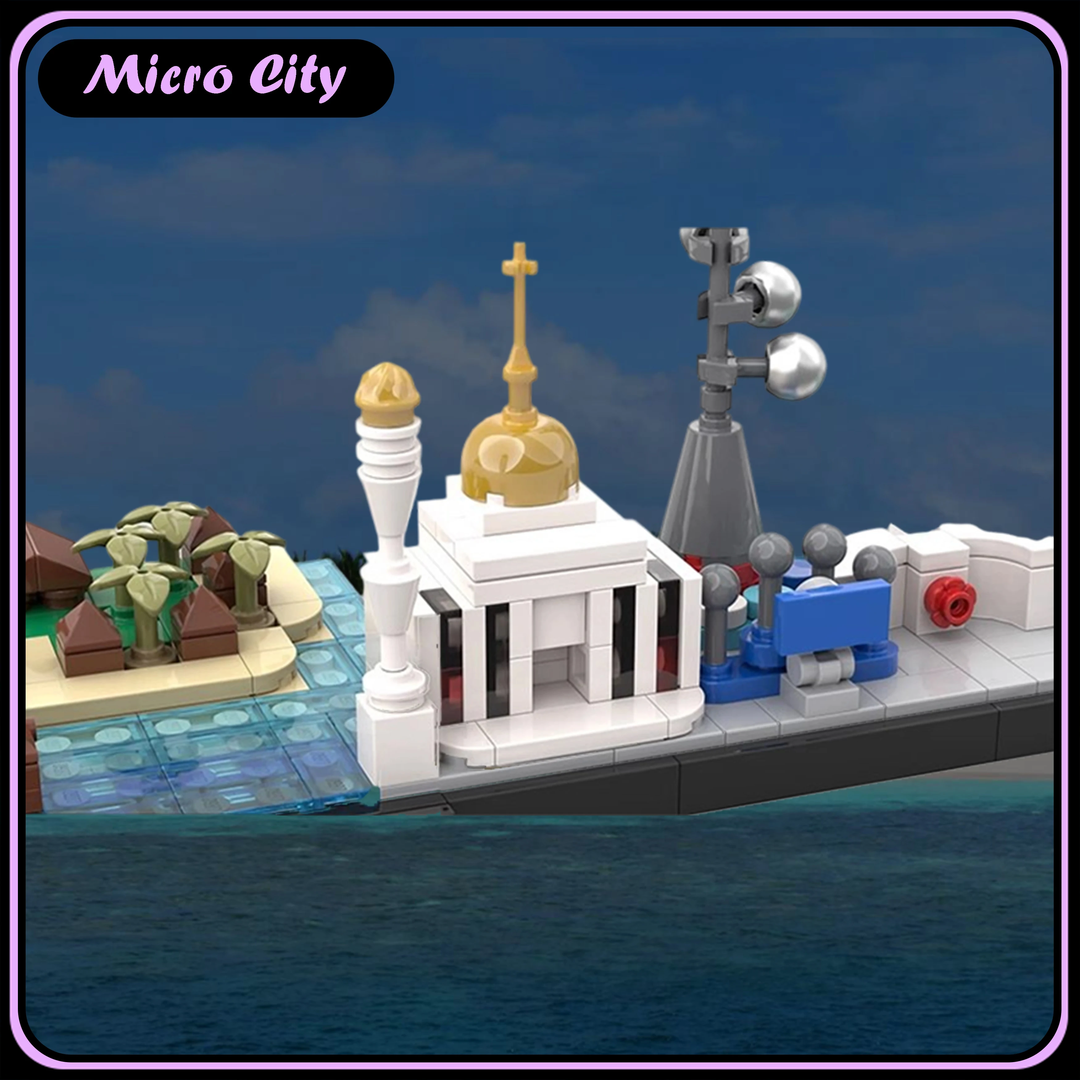 MOC Micro City Skyline Malediven, DIY Miniatuur Architectuur Bouwstenen Model, Creatieve Assemblage Display Set modellen geschenken