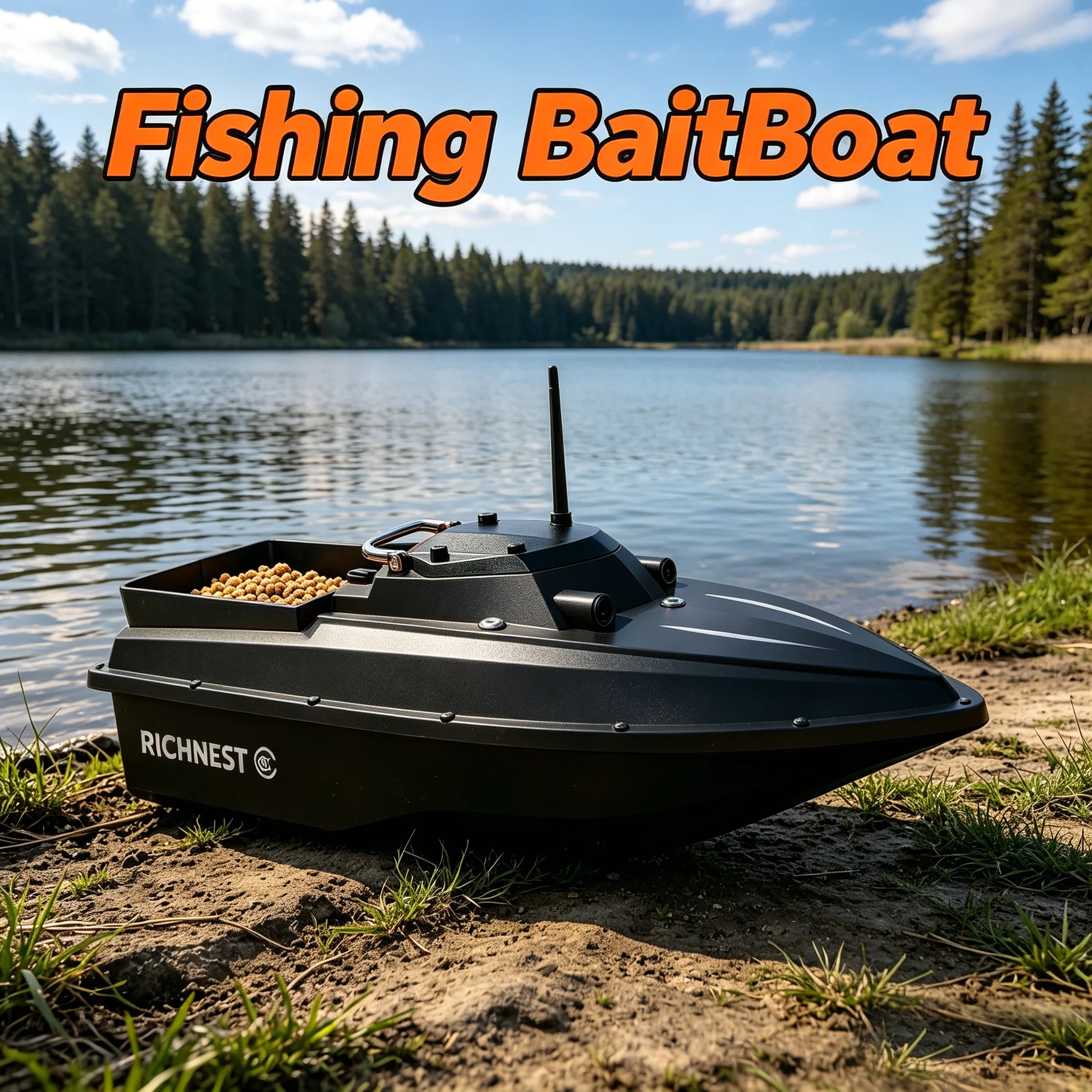 RC Fishing Bait Boat GPS Auto Return 3KG Load 500m Range Wave Resistant Plastic Factory Direct Price