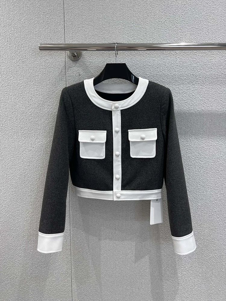 SVORYXIU 2025 الخريف نمط غير رسمي المرقعة جاكيتات معطف المرأة موضة س الرقبة الذاتي زراعة معطف سترة دافئة #1