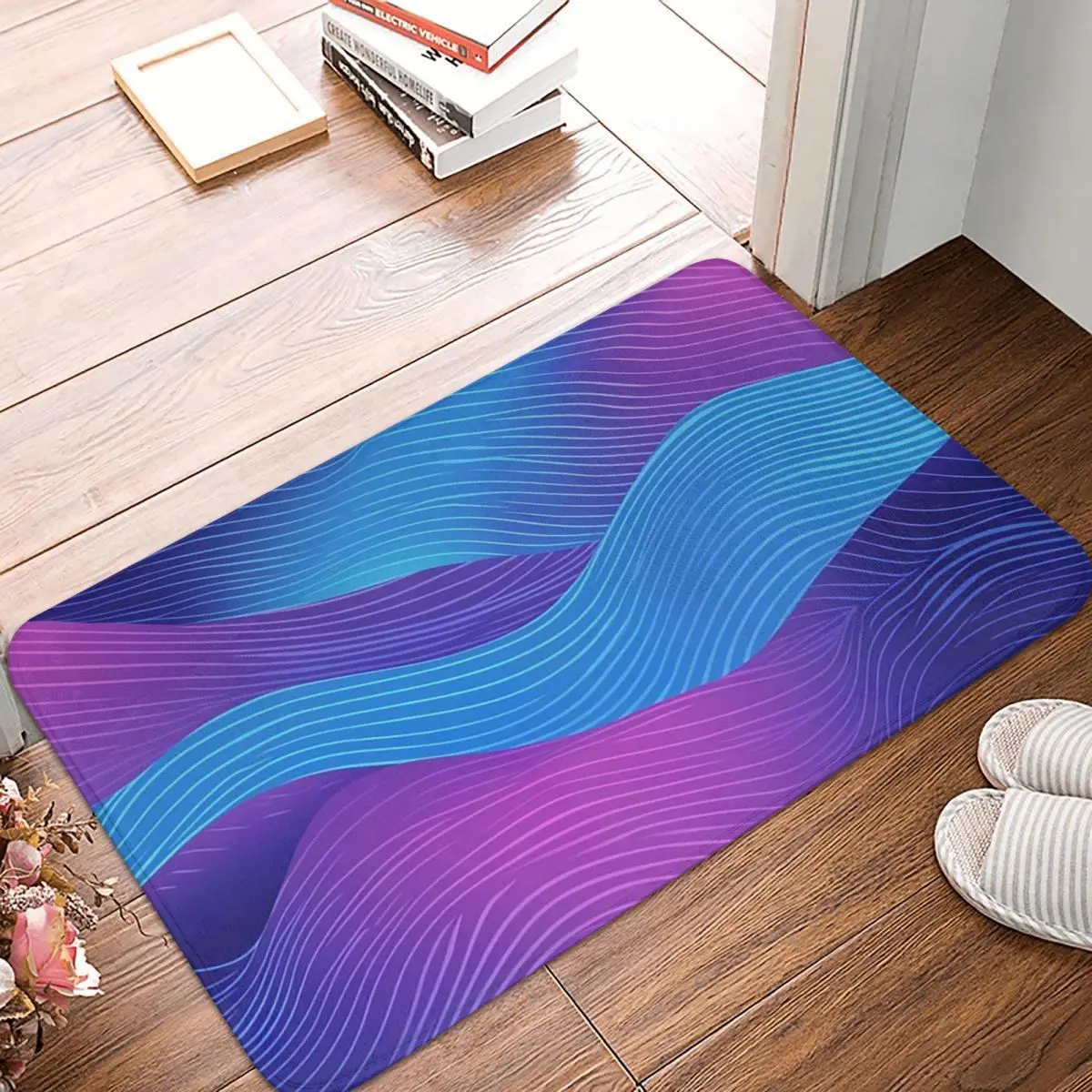 Resilient Waves Japanese Seigaiha Pattern Anti-slip Doormat Floor Mat Carpet Rug for Kitchen Bathroom Living room Footpad Mats