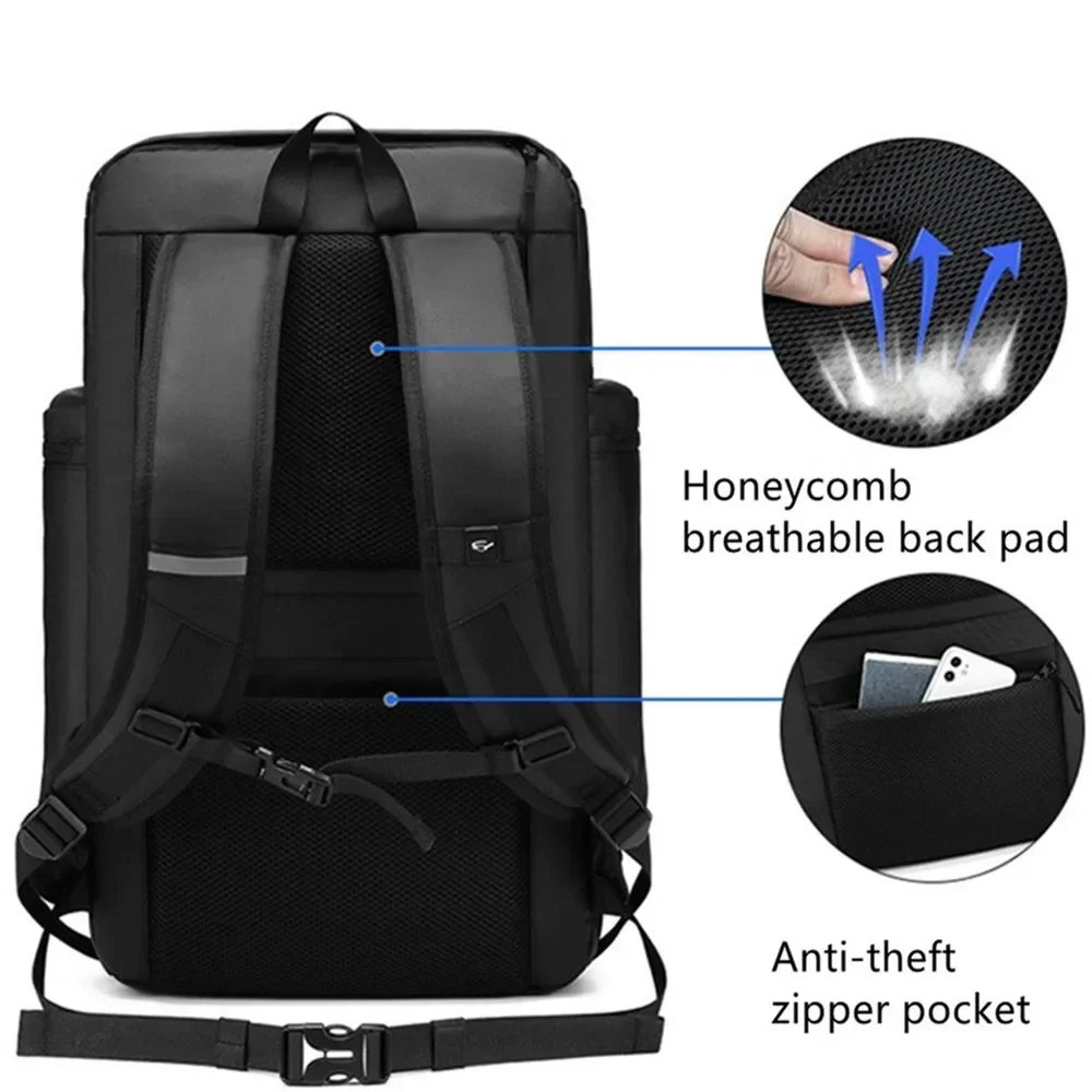 Mochila de negócios à prova d'água, grande bolsa de viagem, laptop, tablet, computador, caixa de armazenamento, bagagem, carregamento usb, sapato, espaço, bolso de isolamento