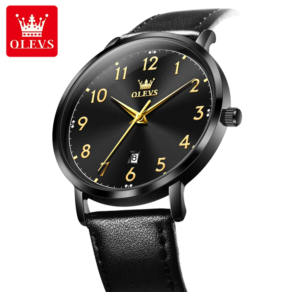 OLEVS Brand Classic Men's Watch Quartz Leather Strap Date Man Wristwatches Business Casual Watches for Men Relogios Masculino