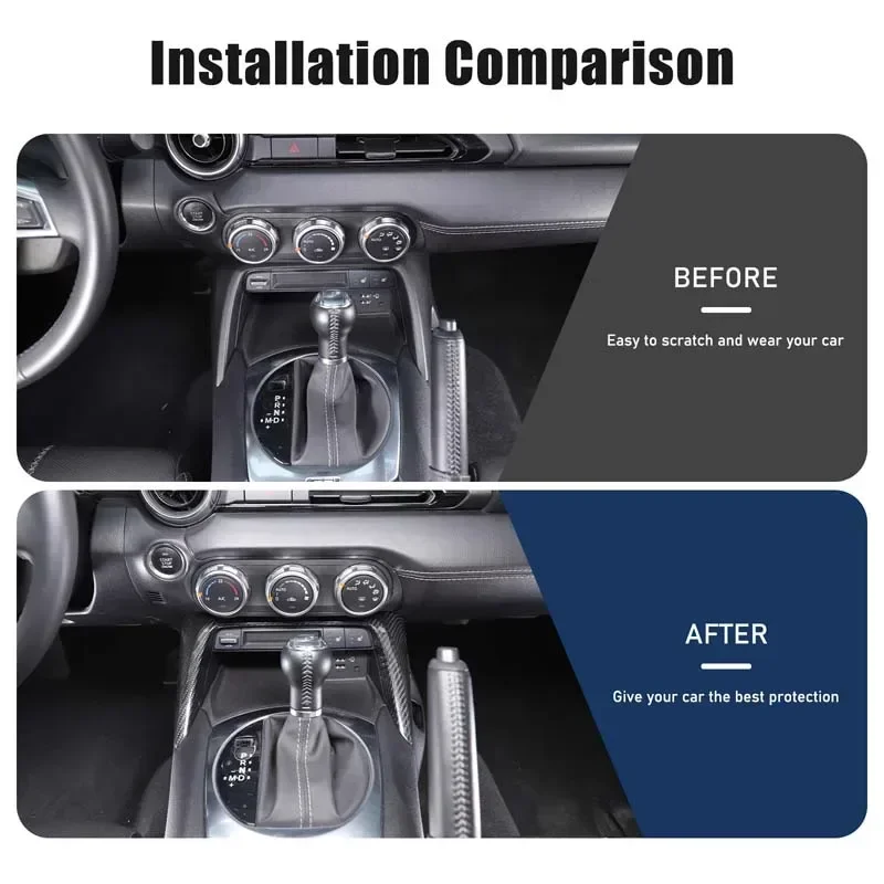 1Pcs Real Carbon Fiber For Mazda MX-5 ND 2016-2025+ Car central control front decorative frame sticker protection accessories
