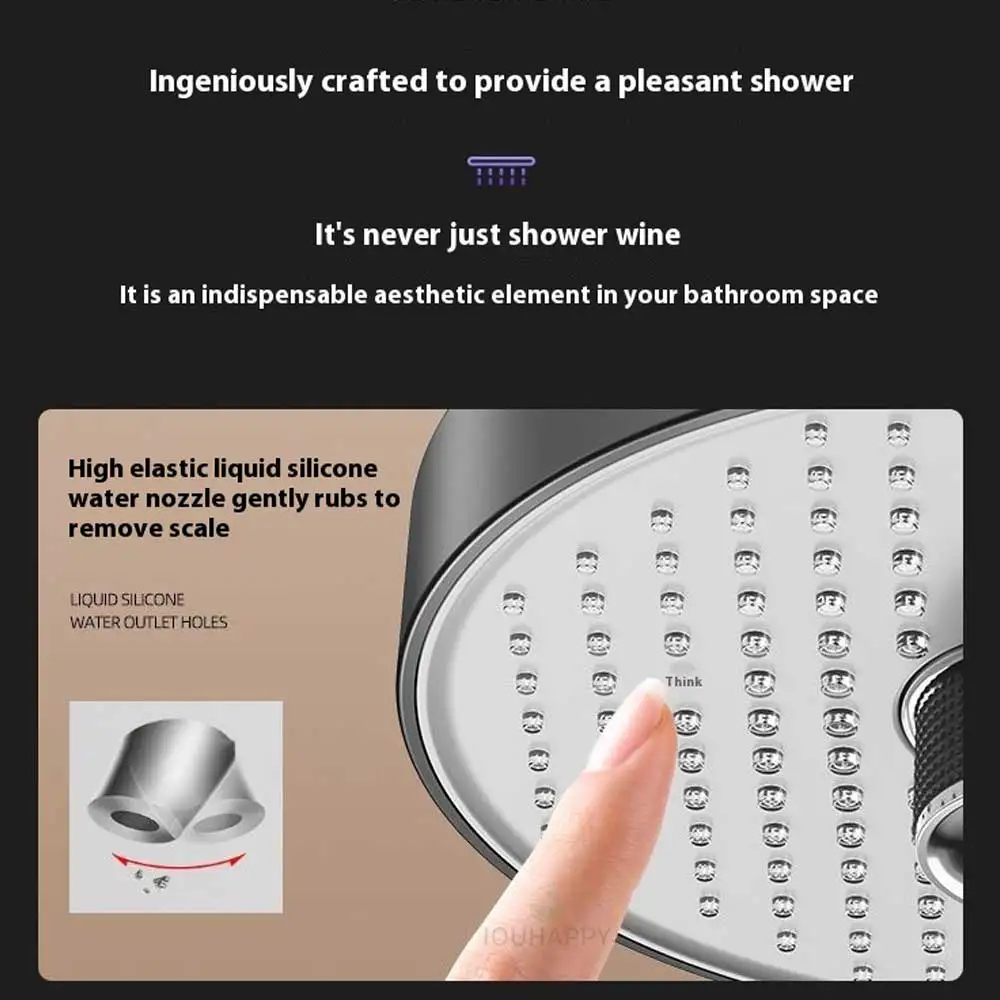 Adjustable 5 Speed Shower Head 7 inches Overhead Showerhead Liquid Silicone Water Outlet Shower for Bathroom Accessories image 6