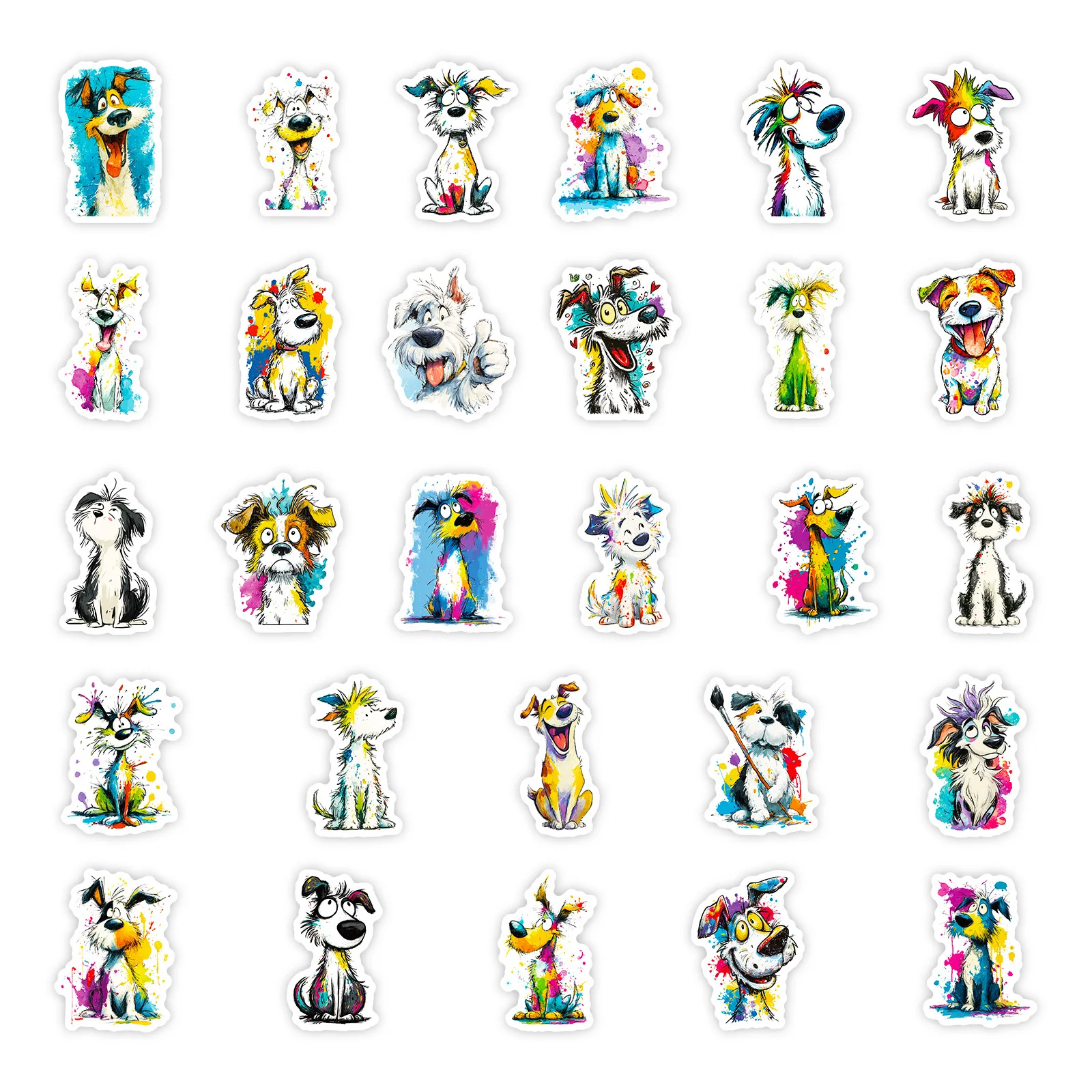 56PCS Creativity Animal Cartoon Stickers Cute Dog Hand Drawn Graffiti Decoration DIY Toys Laptop Guitar Bike Skateboard Decals
