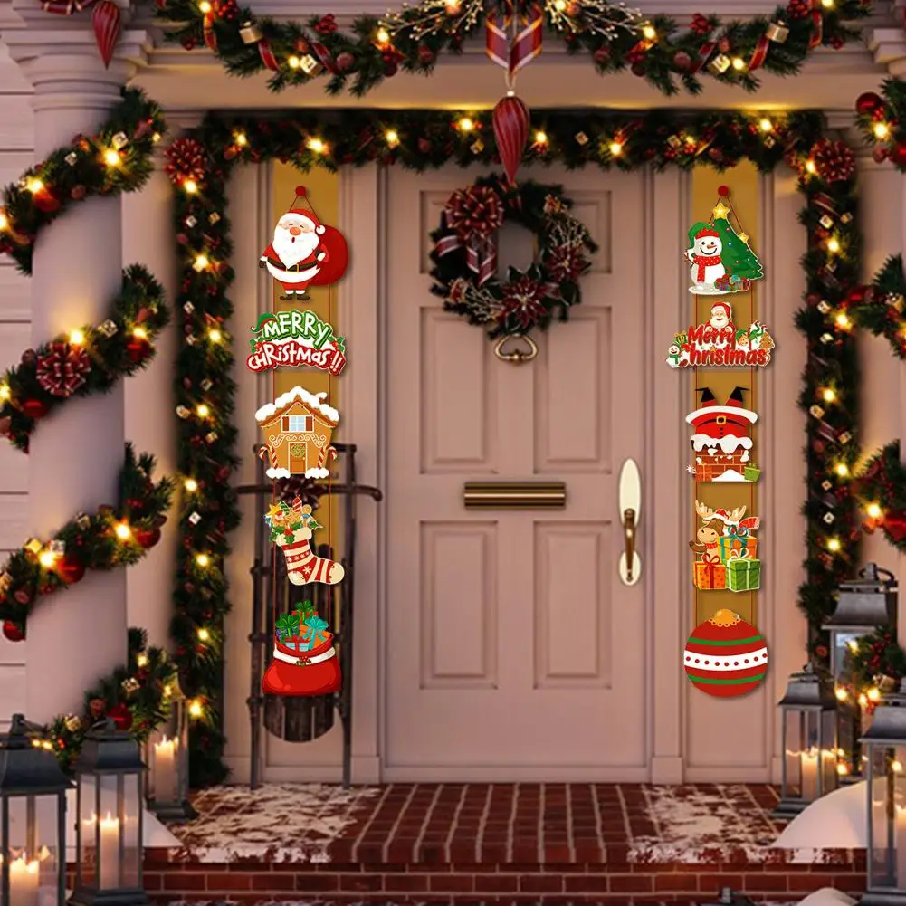 

Christmas Door Hanging Decoration Paper Porch Hanging Decoration Festive Christmas Door Couplet Decorations Santa Claus Reindeer