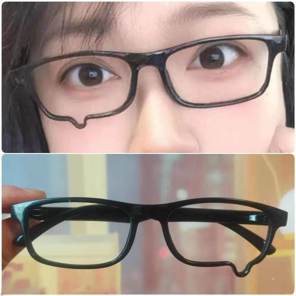 No Lenses Anime Tears Glasses Frame Black Frame Y2K Aesthetic Unisex Eyeglass Frame Kawaii Style Dripping Tears Glasses
