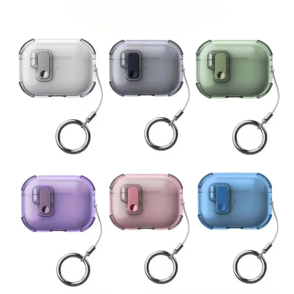 Stylish Color Transparent Automatically Pop Open Pendant Case Cover for AirPods 1 or 2 3  AirPods Pro Pro 2