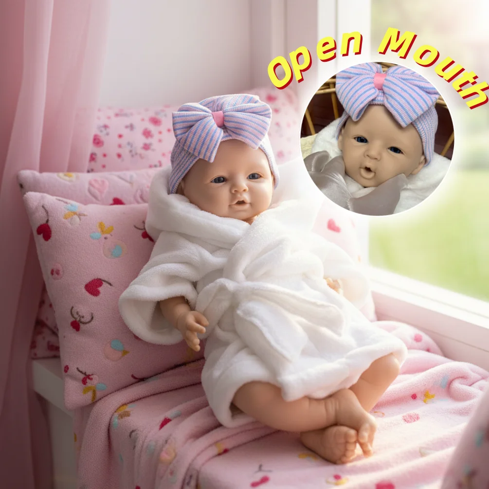 

44CM Open Mouth & Washable bebe reborn de silicona Girla Doll With Soft Touch Corpo De Silicone Doll For Family's Gift