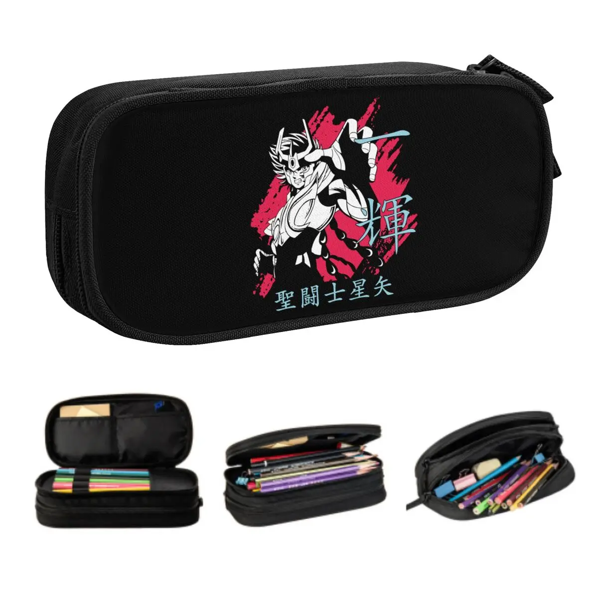 Custom Cute Ikki Saint Seiya Pencil Case for Girls Boys Big Capacity Knights Of The Zodiac Pencil Bag School Accessories