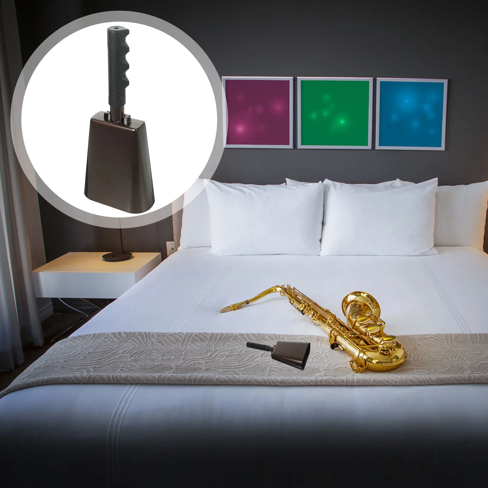 

Cowbell Handled Durable Metal Cowbell Noise Maker Cheering Sports Games Party Instrument Supplies Educational Musical Toy