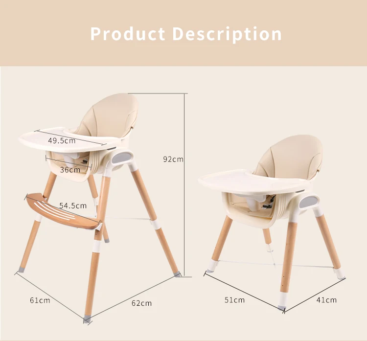 Trona Convertible moderna de madera, silla alta 3 en 1 para niño pequeño y bebé