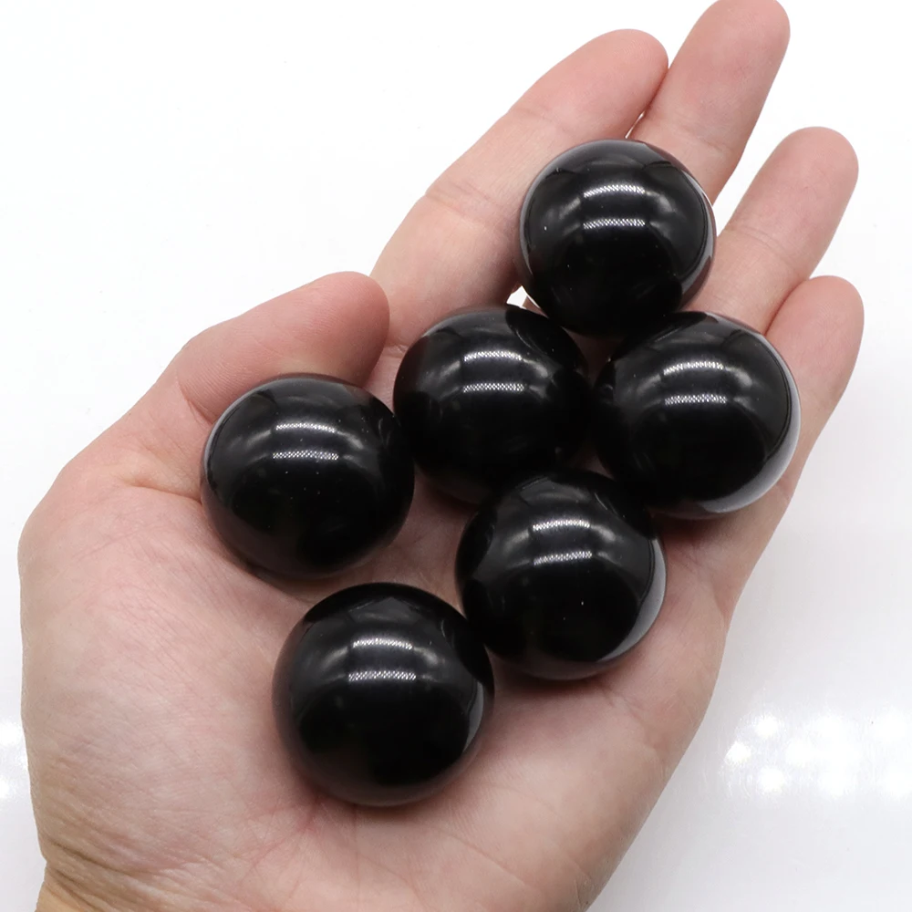 5PC 30MM Ball Shaped Natural Black Obsidian Crystals Gemstone Home Decor Healing Stones Magic Craft Globe Massaging Gift