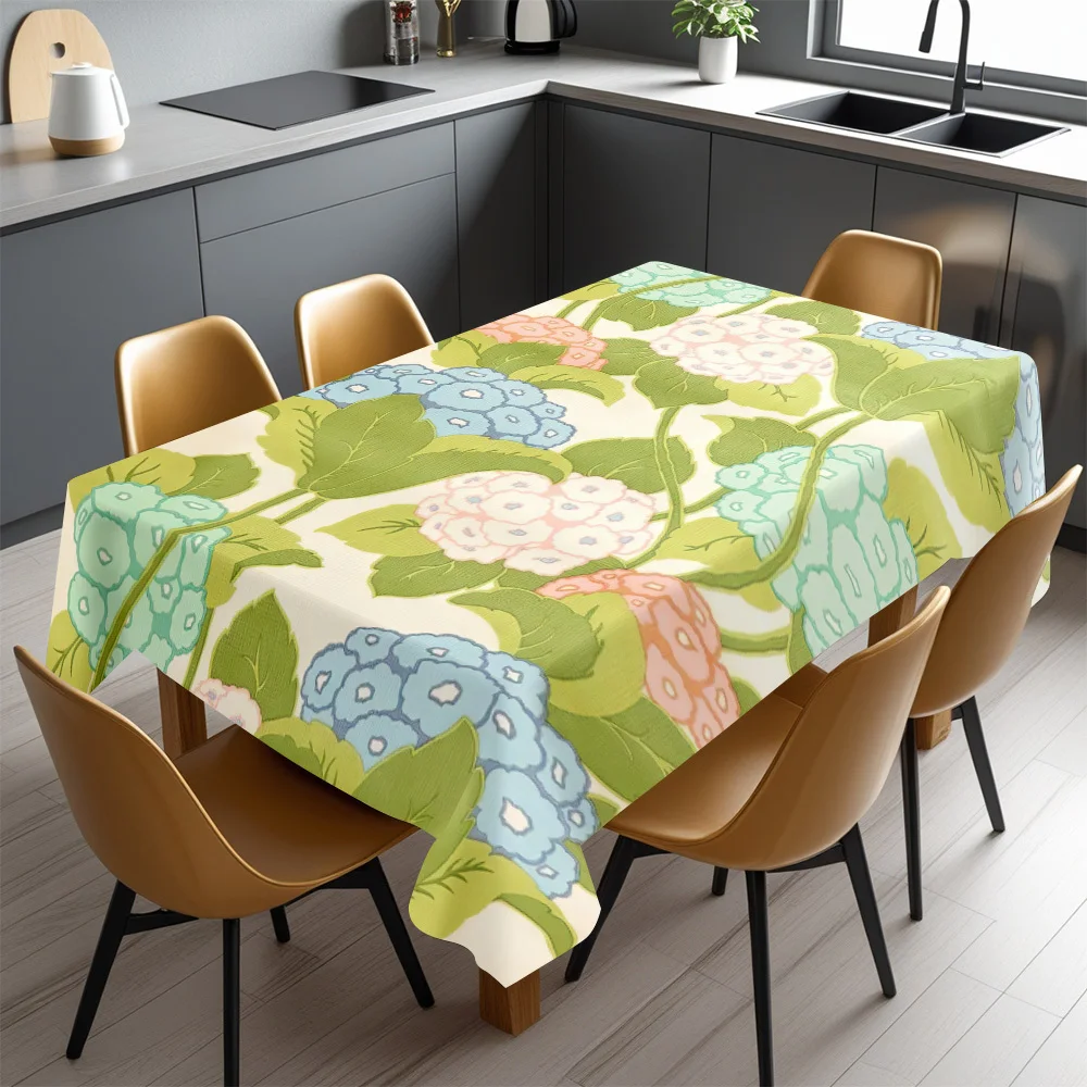 Watercolor Floral Tablecloth Runner Waterproof Dining Table Cover for Kitchen Counter Decor Home Party Supplies