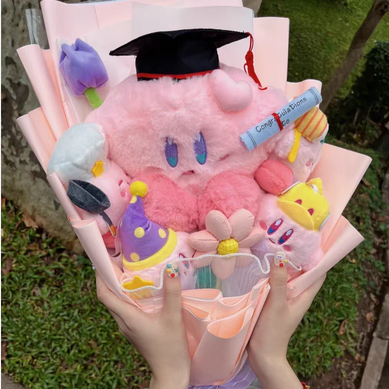 

Anime Sanrio Plush Bouquet Kawayi With Graduation Hats Creative Cute Handmade Valentine's Day Graduation Gift Girls