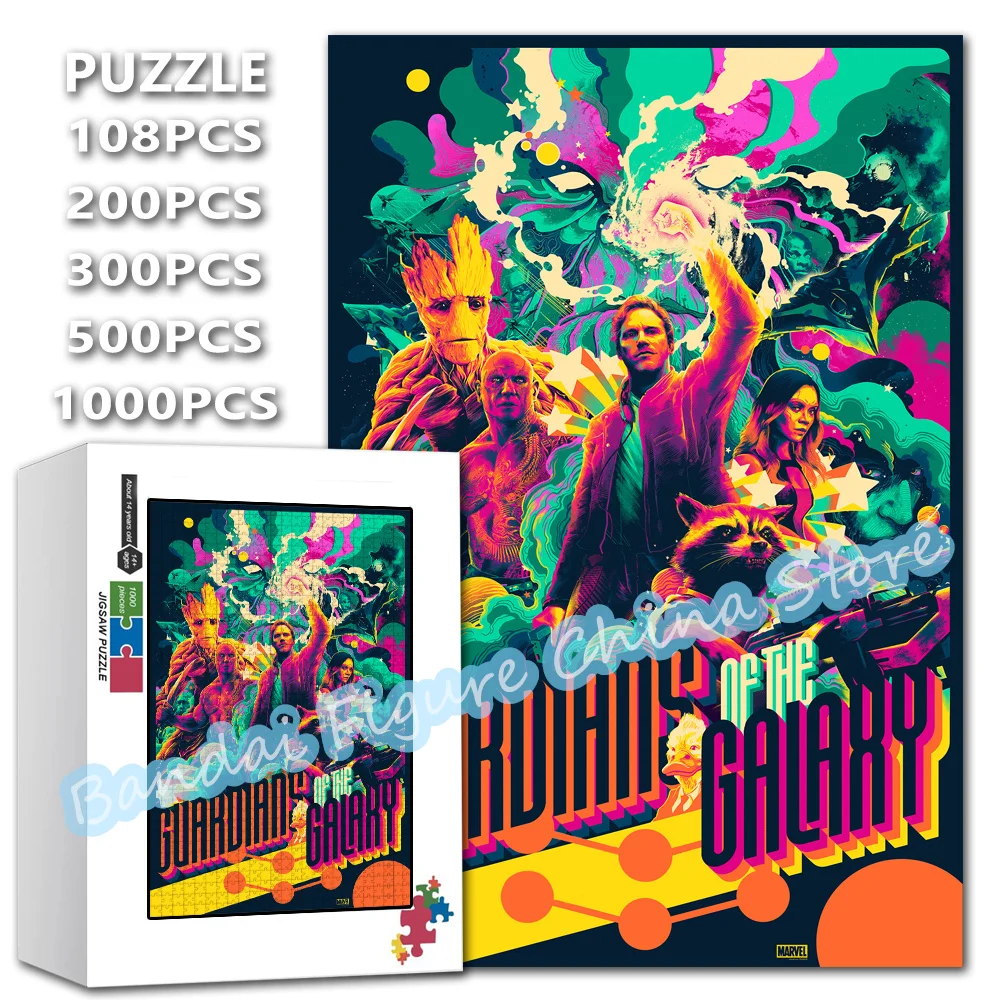 Guardians of The Galaxy Disney Superhero Movies Jigsaw Puzzles Decompress Toys 108/200/300/500/1000 Pieces Puzzles