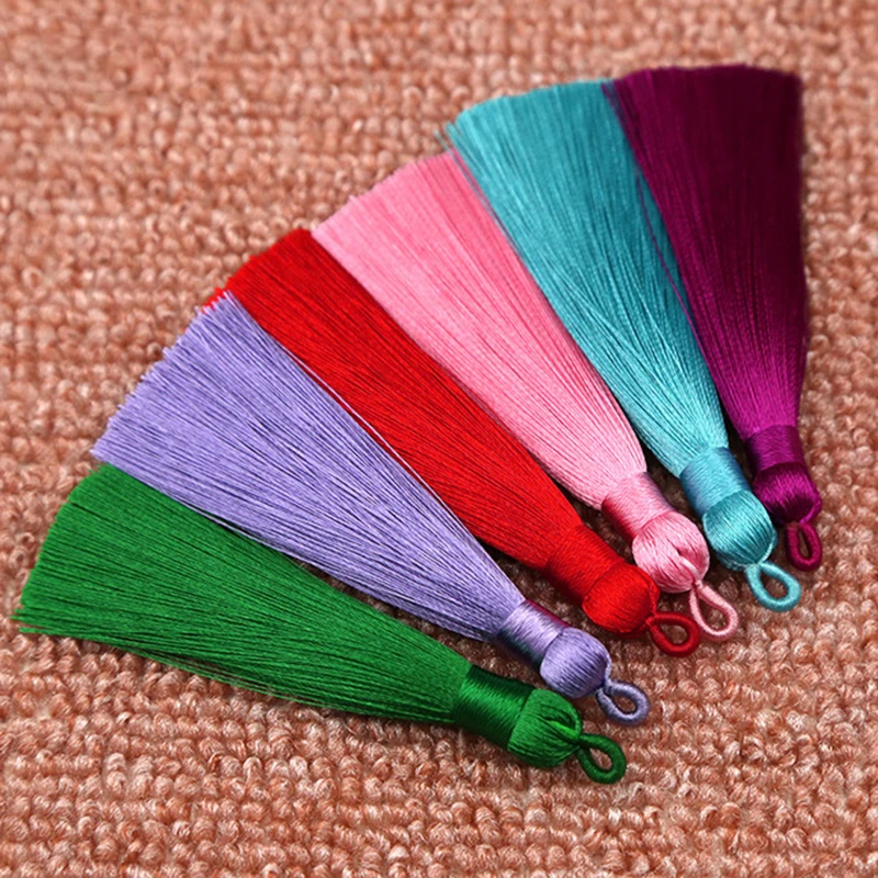 5/10 sztuk 8cm jedwab poliestrowy Tassel frędzlami miękkie z pętli jedwabiu pomponem szczotka DIY biżuteria wystrój domu szycia akcesoria do zasłon