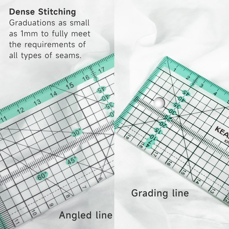 Kearing Acrylic Straight Ruler with Metal Edge for Cutting & Measuring, Patchwork, Quilting Ruler ,20 cm, 30 cm, 60cm