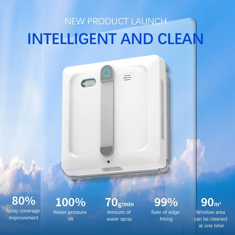 Wholesale Electric Window Cleaning Robot 6 Water Spray Double Roll Brush Automatic Household Glass Cleaner Window Washing