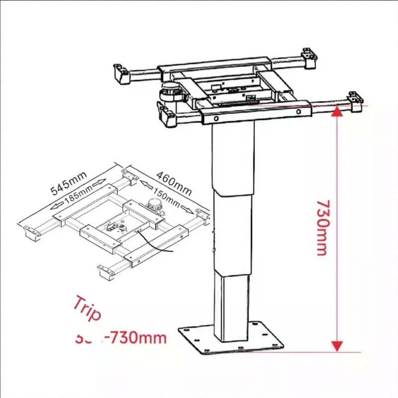 RV pneumatic lifting table legs four-way translation tatami three-section coffee table dining table adjustable modification