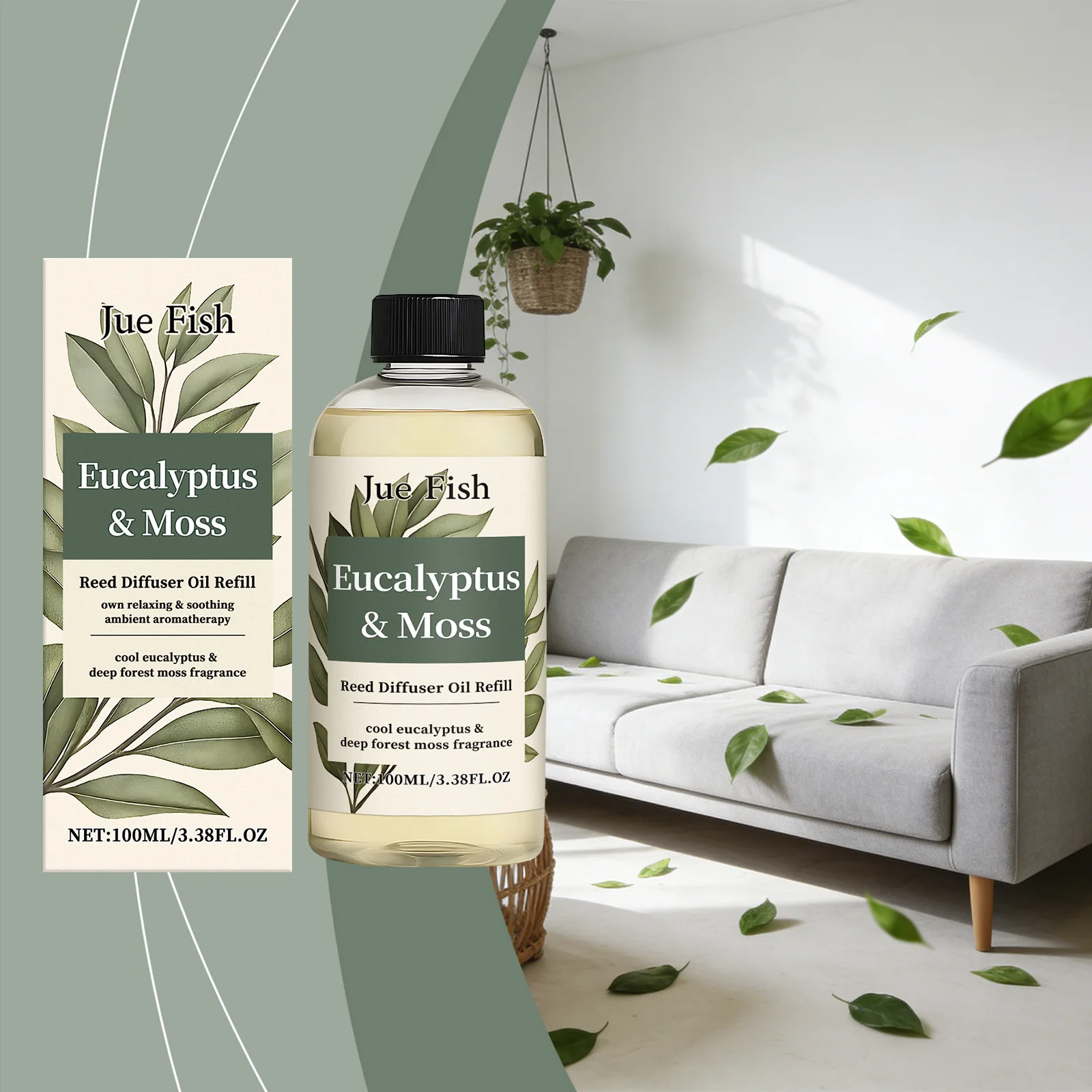 Eucalyptus and Moss Aromatherapy Essential Oil, Fresh Woody Scent, Subtle Elegant Home Air Freshener
