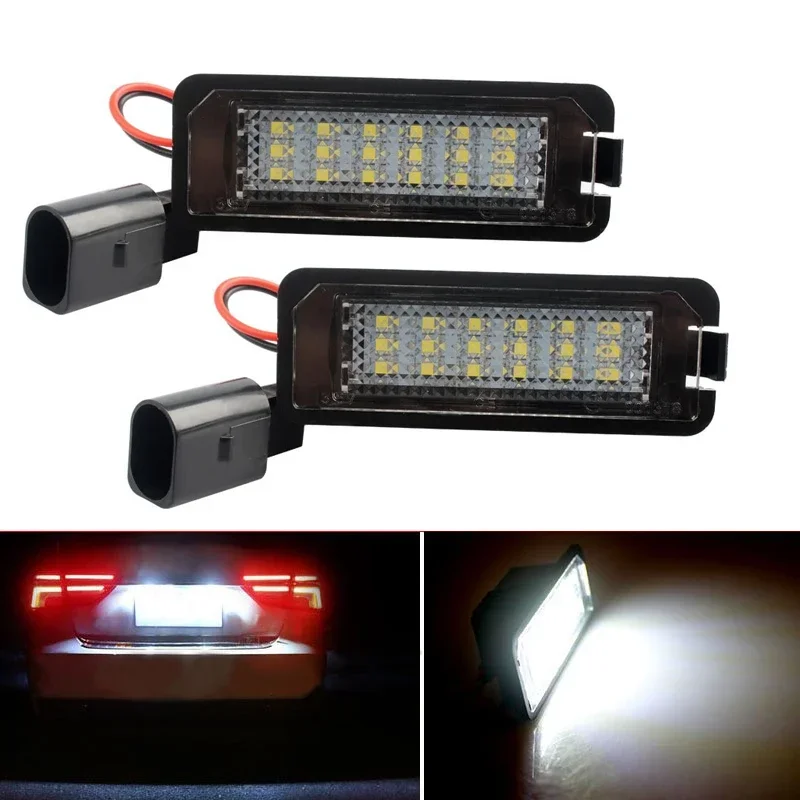 12V Car License Plate Lights LED Lamp Auto Accessories for Skoda Seat Leon 2 3 Ibiza VW Golf 4 5 6 MK4 MK5 MK6 Passat CC Polo