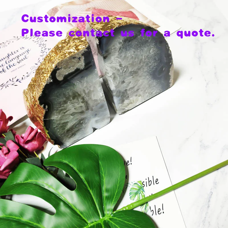 custom.Decorative Agate Bookend Geometric Marble Book End