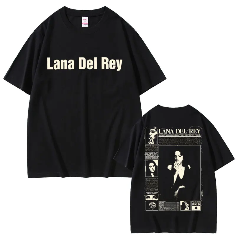 Lana Del Rey Double Sided Print T-shirts Men Women Hip Hop Oversized T Shirt Men's Casual Loose Streetwear Unisex Vintage Tshirt